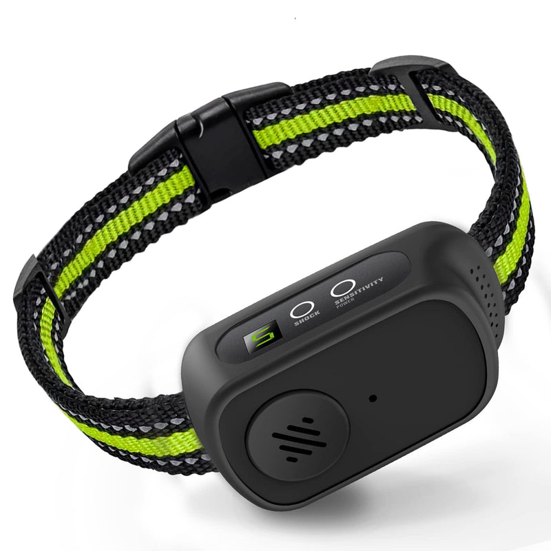 Rechargeable Dog Bark Collar with Beep Vibration and Shock,Anti Barking Collar for Small Medium Large Dogs Black+Green - PawsPlanet Australia