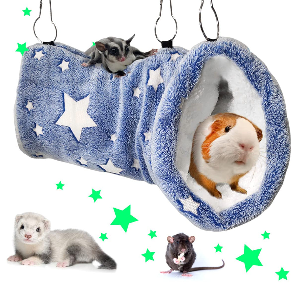 Noctilucent Luminous Guinea Pig Rat Hammock Bunkbed Hanging Tunnel and Soft Bed Mat for Ferret Hedgehog Squirrel Hideout Cage Accessories 5.Tunnel Hammock - PawsPlanet Australia