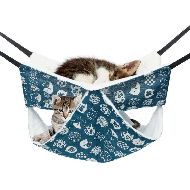 Cat Hammock,Ferret Hammock,Rat Hammock,Esing Double Layer Cat Hammocks for Indoor Cats with Adjustable Straps Blue Cat - PawsPlanet Australia