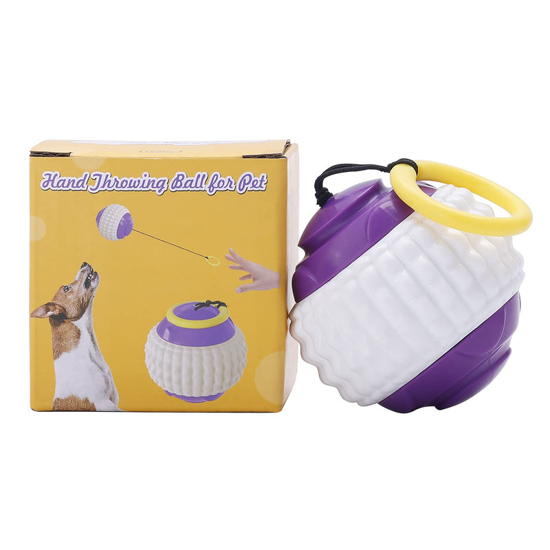 FreeDote Multifunctional pet Dog Toy Hand Throwing Ball, Outdoor Automatic Telescopic Molar Chewing Toy Ball (Purple Gold) - PawsPlanet Australia