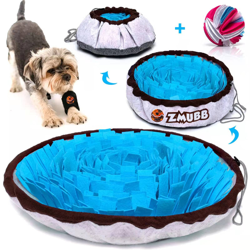 ZMUBB Snuffle Mat for Dogs Interactive Dog Puzzle Toy Resizable Slow Feeding Mat Portable Indoor/Outdoor Pet Training Mat for Foraging Skills & Stress Relief Blue - PawsPlanet Australia