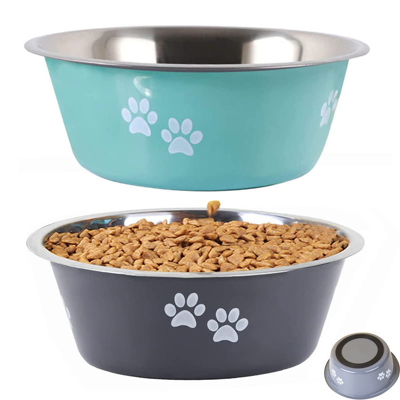 YUDANSI Dog Bowls 2 Pack Small Medium Large Dogs Feeding Bowls Water Bowls with Non-Slip Silicone Sole, Stainless Steel Dog Bowl Elevated Raised Pet Feeder 3 Cups/29 OZ - PawsPlanet Australia