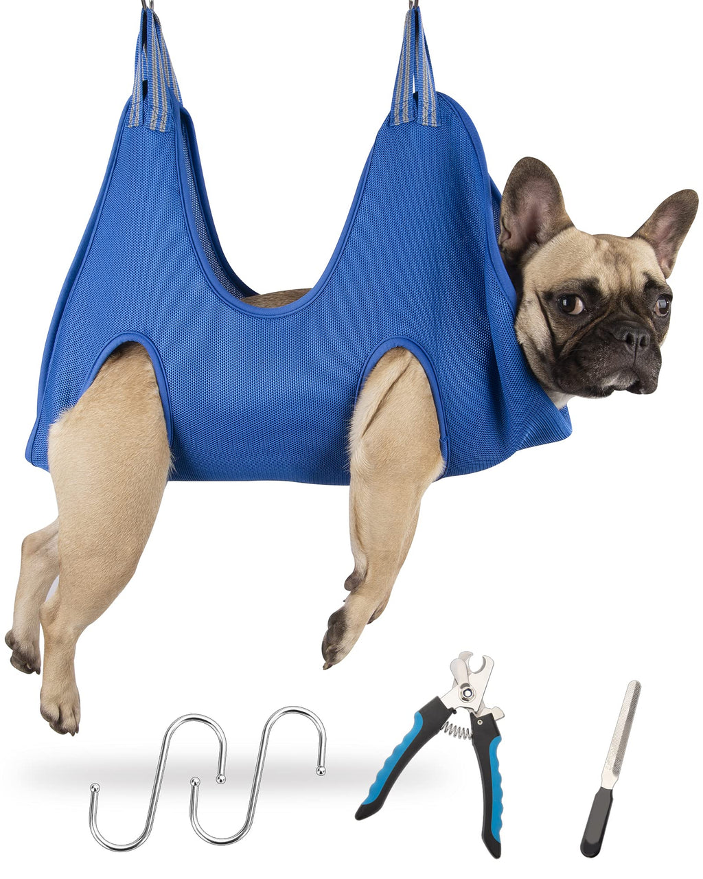 Kkiimatt 5 in 1 Pet Grooming Hammock, Breathable Dog Hammock Restraint Bag for Pet, Dog Grooming Helper for Bathing Washing Grooming and Trimming Nail XS Blue - PawsPlanet Australia