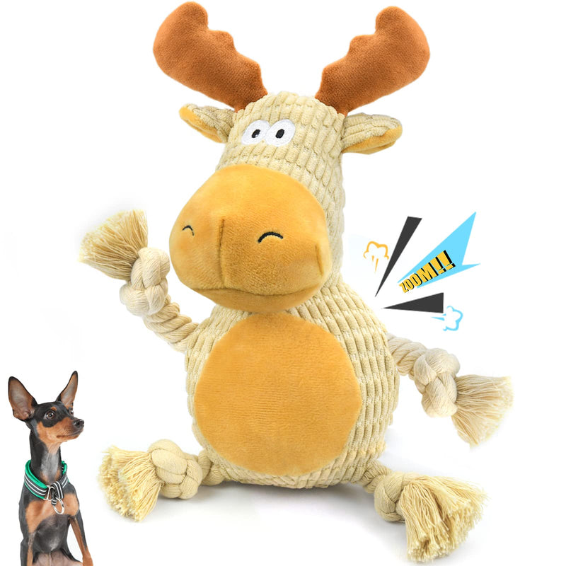 Plush Dog Toys,Durable Stuffed Dog Toy with Cotton Material, Squeaky Toys for Medium Dogs and Puppies,Interactive Animals Dog Chew Toys (elk) - PawsPlanet Australia