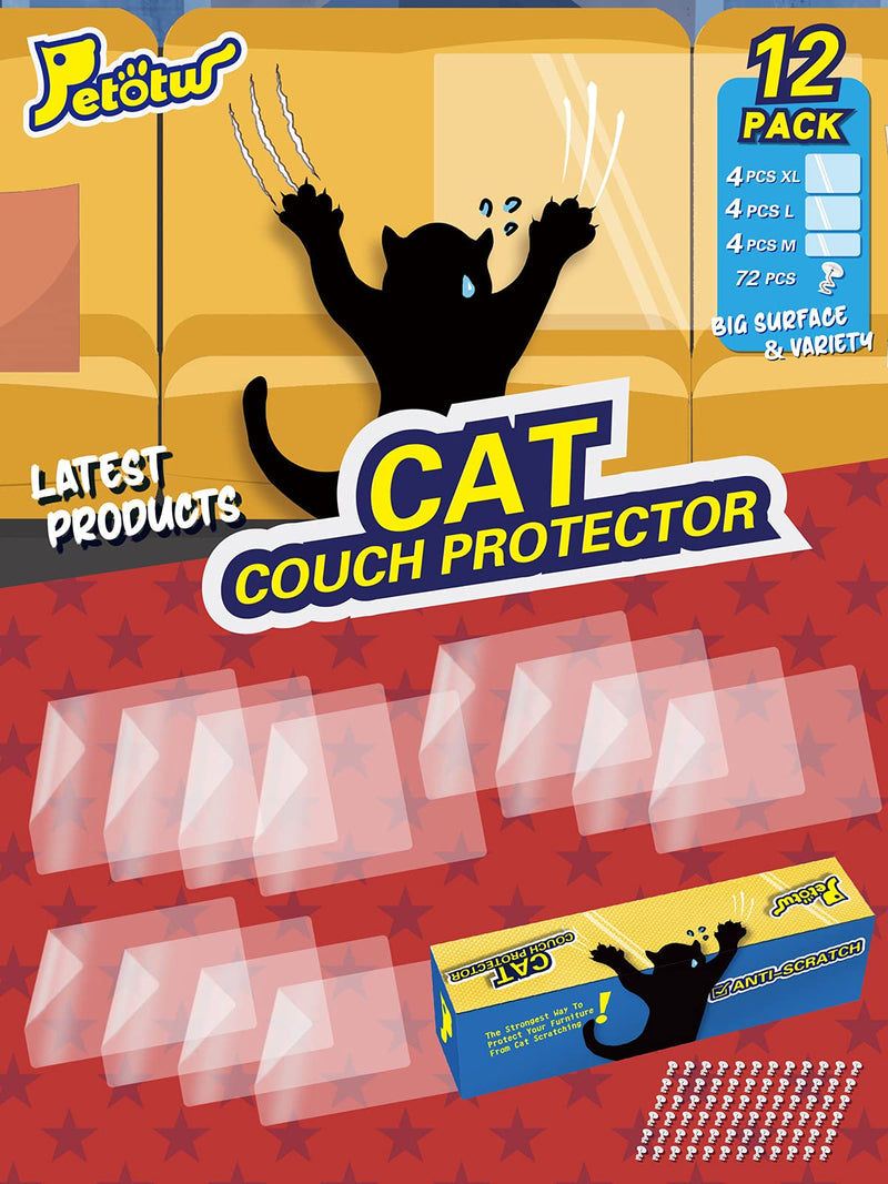 Petotw Cat Furniture Protector 12Pack, Larger Thicker Cat Scratch Deterrent, Furniture Protectors from Cats for Couch, Sofa, Door, Walls, Mattress - PawsPlanet Australia