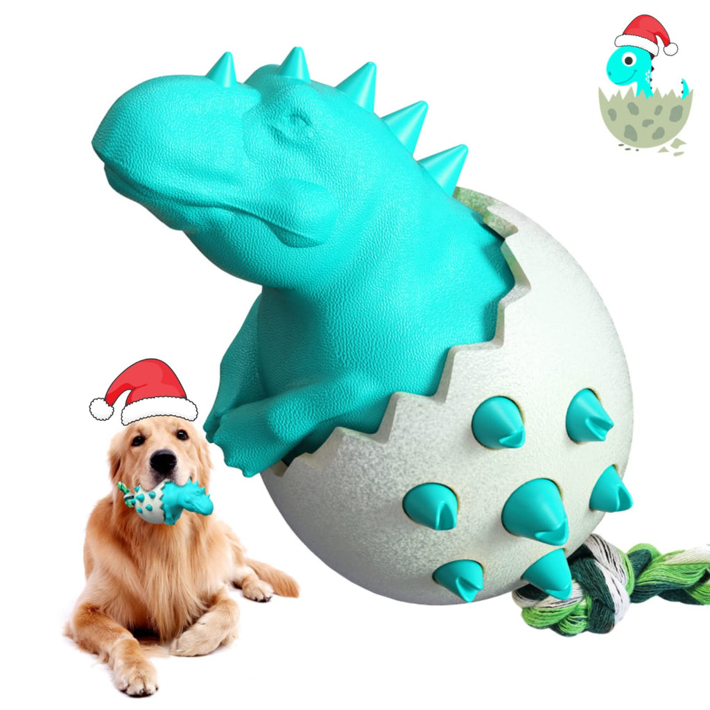LittleBean Dog Chew Toys for Aggressive Chewers Non-Toxic Natural TPR Rubber Almost Indestructible Dental Interactive Toys for Small Medium Dogs Durable Teeth Cleaner (Dinosaur Eggs) (Blue) - PawsPlanet Australia