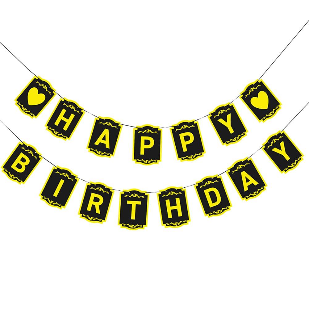 Happy Birthday Banner Black Happy Birthday Bunting Flag Banner for Any Ages Indoor and Outdoor Themed Birthday Party Decorations Supplies Supplies Kids Girls (Black) - PawsPlanet Australia