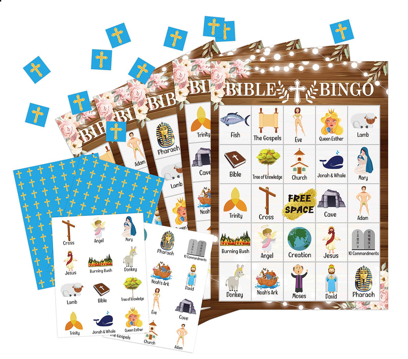 Bible Bingo Card Game, Christian Sunday Church Game Party Supplies, Favors, Decorations, Gifts, School Prizes Parties – 24 Players Bingo Game Bible003 - PawsPlanet Australia
