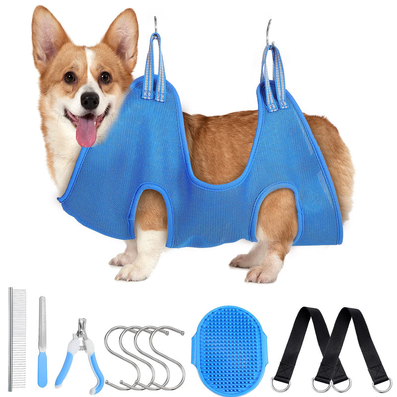 11 in 1 Dog Grooming Hammock Supplies Dog Sling for Nail Clipping Breathable Dog Hammock Restraint Bag with Nail Clippers File Comb Brush Set Pet Grooming Helper for Bathing Grooming Nail Trimming - PawsPlanet Australia