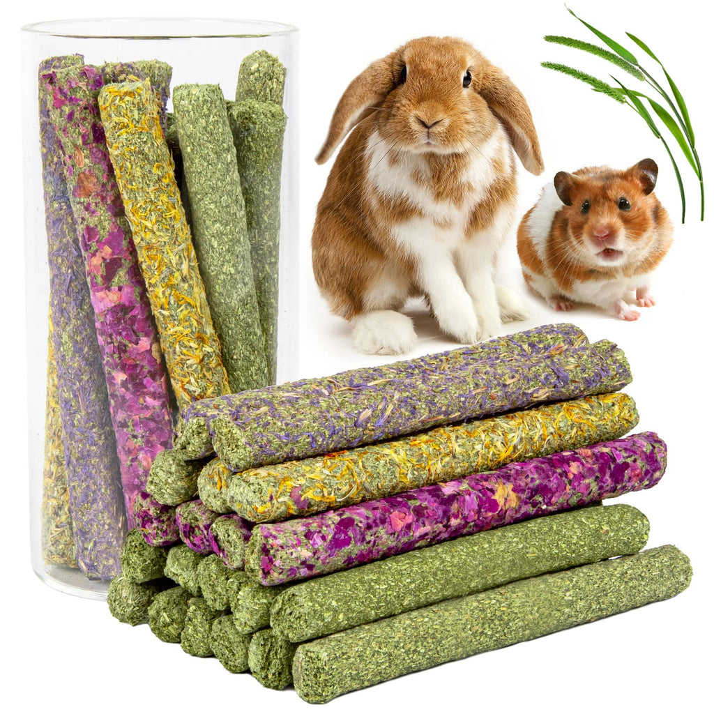 Sofier 32Pcs Timothy Hay Sticks 320g Rabbit Toys Bunny Toys Guinea Pig Toys Natural Chews for Teeth Handmade Rabbit Chews and Treats Chinchilla Rat Hamster Gerbil - PawsPlanet Australia