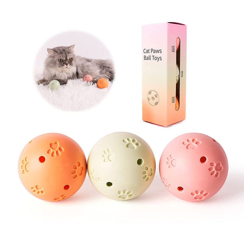 OurMiao Cat Toys Balls with Bells and Catnip, Cute Kitten Toys, Cat Toys for Indoor Cats, Plastic Cat Balls Assorted Colors, 3 Pack - PawsPlanet Australia