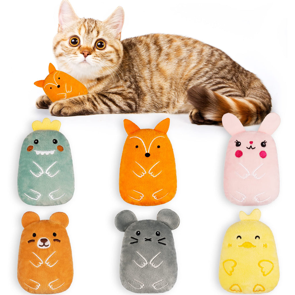JXFUKAL 6Pcs Catnip Toys, Kitten Toys for Indoor Cats with Rattle Sound, Cat Plush Pillow Toy for Kitty Teething Chew Kick Gift - PawsPlanet Australia