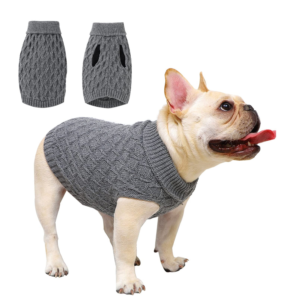 Dog Sweater Turtleneck Classic Pet Knitted Sweaters Warm Cute Puppy Sweatshirt Pullover Winter Dog Clothes Sweater Apparel for Indoor and Outdoor Use Small Grey - PawsPlanet Australia