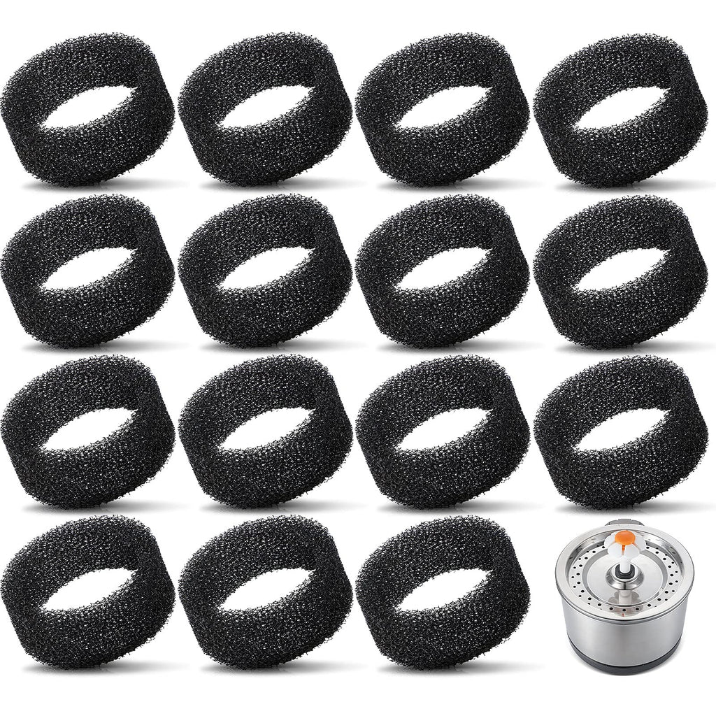 16 Pieces Pet Fountain Foam Filters Round Sponge Black Filter Foam Pet Cat Fountain Replacement Filter for 2.5 L/ 84 oz Stainless Steel Cat Fountain Pet Drinking Water Stay Healthy Clean - PawsPlanet Australia