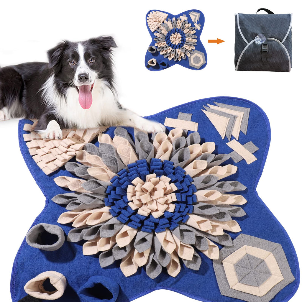 Peswety Snuffle Mat Pet Dog Feeding Mat Interactive Dog Toy Large Medium Small Puppy Cat Non-Slip Portable Dog Puzzle Toy Encourages Natural Foraging Skill Blue - PawsPlanet Australia