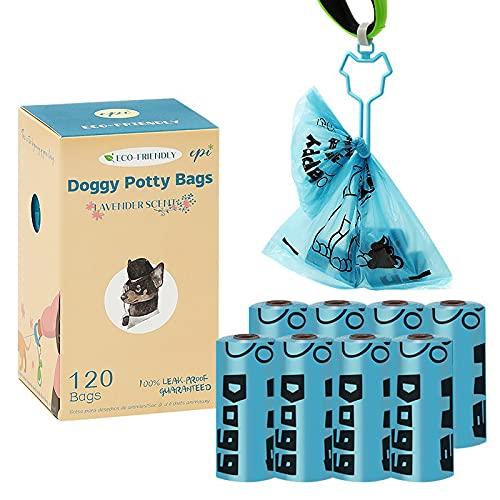Eco-Friendly Dog Poop Bags, Biodegradable ，Leak-proof Dog Waste Bags,Lavender-Scented Poop Bag for Dogs ,Size 9 x 13 Inches,120 bags with 1 Free dog bag holder (8 Rolls (120 Bags)) 8 Rolls (120 Bags) - PawsPlanet Australia