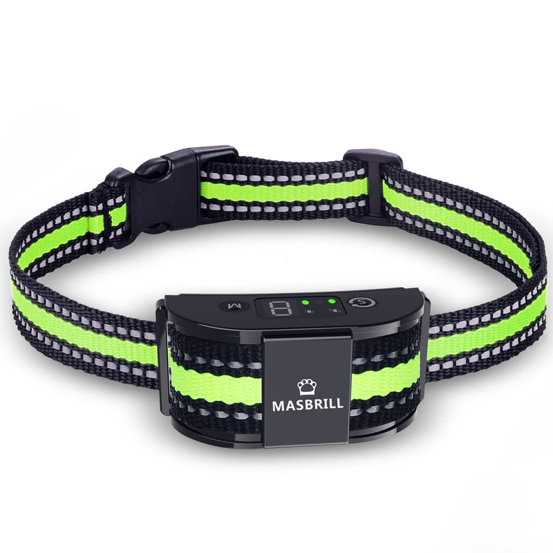 MASBRILL Bark Collar for Dogs, Waterproof & Rechargeable Anti Barking Collar No Shock Humane Beep Vibration for Small Medium Large Dogs Black-Green - PawsPlanet Australia