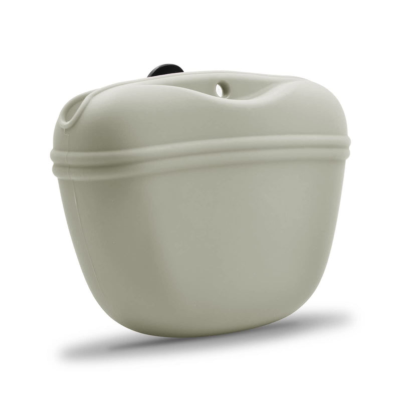 AUDWUD- Silicone Dog Treat Pouch - Clip on Portable Training Container - Convenient Magnetic Buckle Closing and Waist Clip - BPA Free 1 Pack Beige - PawsPlanet Australia