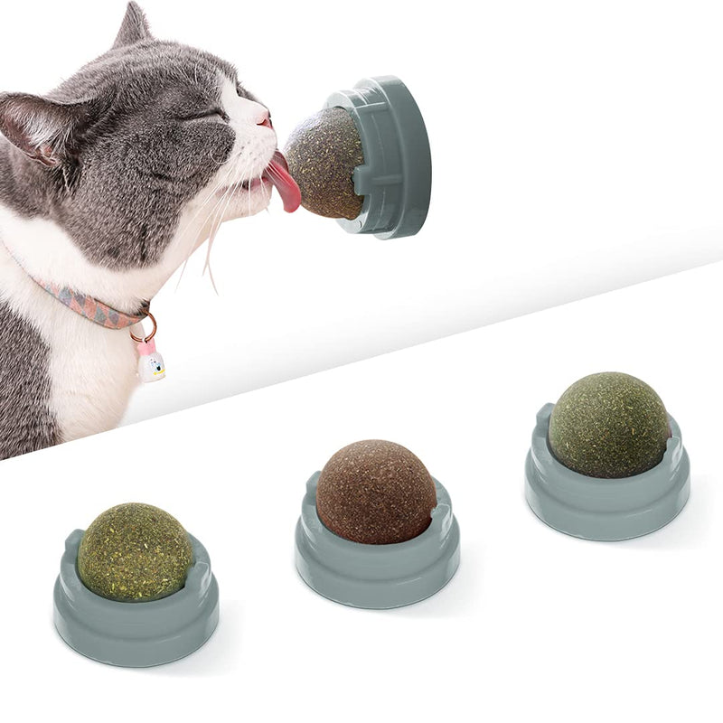 Potaroma 3 Silvervine Catnip Balls, Edible Kitty Toys for Cats Lick, Safe Healthy Kitten Chew Toys, Teeth Cleaning Dental Cat Toy, Cat Wall Treats Gray - PawsPlanet Australia