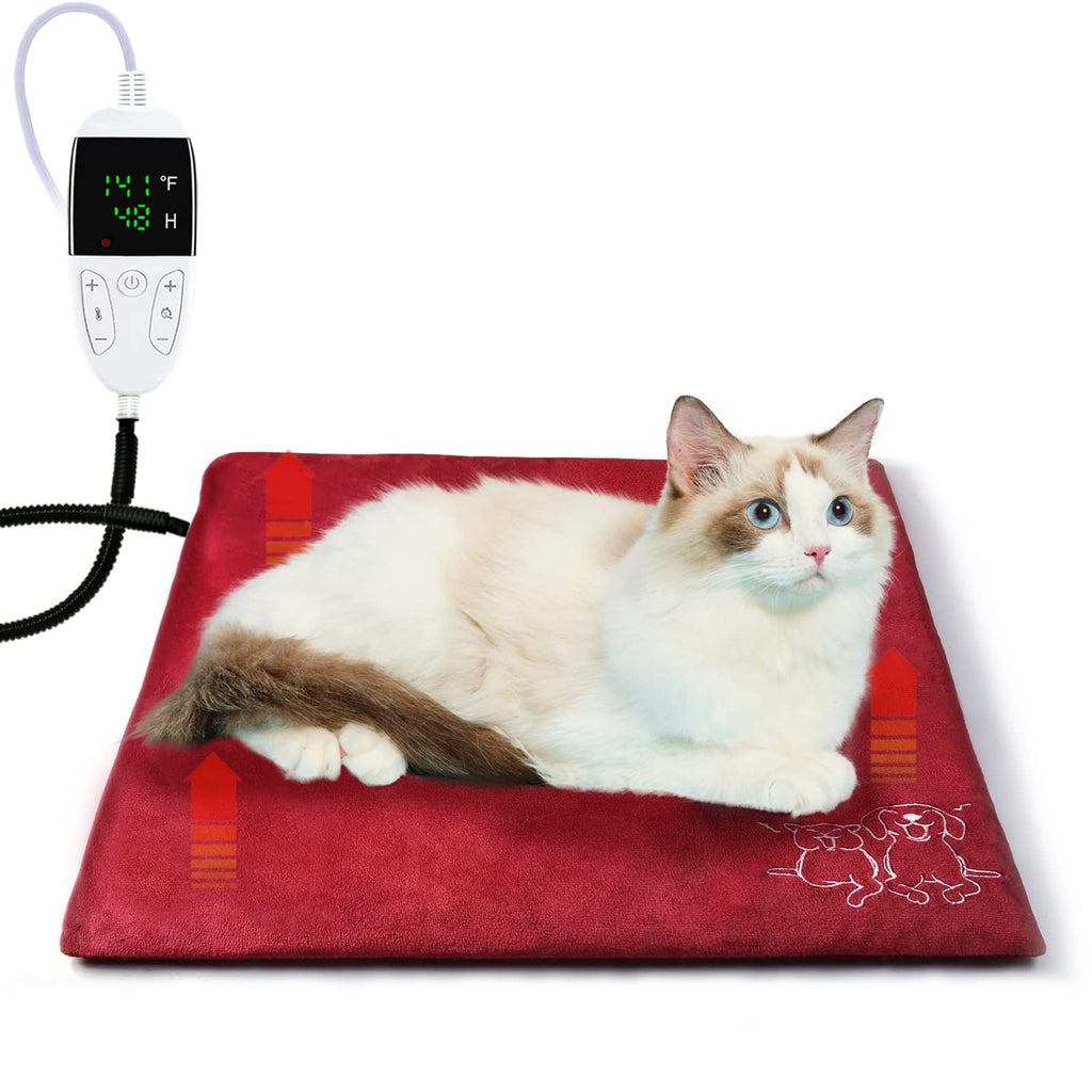 Pet Heating Pad, Cats Dogs Heated Pad Temperature Adjustable with 5-Level Timer, Indoor Electric Pet Warming Mat with Chew Resistant Cord, Heated Cat Bed with Waterproof and Auto-Off, Heated Pet Mat… Small - PawsPlanet Australia