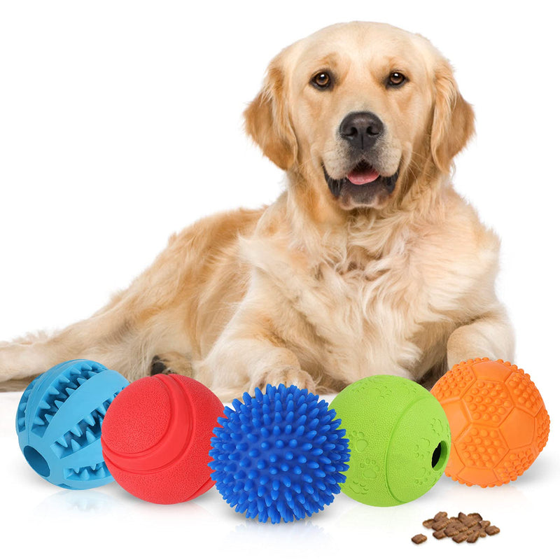 Interactive Dog Toys Balls, Dog Treat Balls, Dog Teething Toys Balls, IQ Treat Dispenser Ball Dog Toy, Squeaky Dog Toys Balls for Dog Teeth Cleaning, Chewing, IQ Training, Food Dispensing L - PawsPlanet Australia