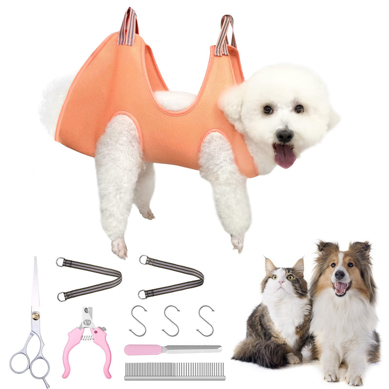 OPSUTIN Pet Grooming Hammock Harness for Cats & Dogs, Supplies Kit with Nail Clippers/Trimmer Dog Cat Grooming Hammock Restraint，Convenient for Bathing Beauty and Nail Trimming - PawsPlanet Australia