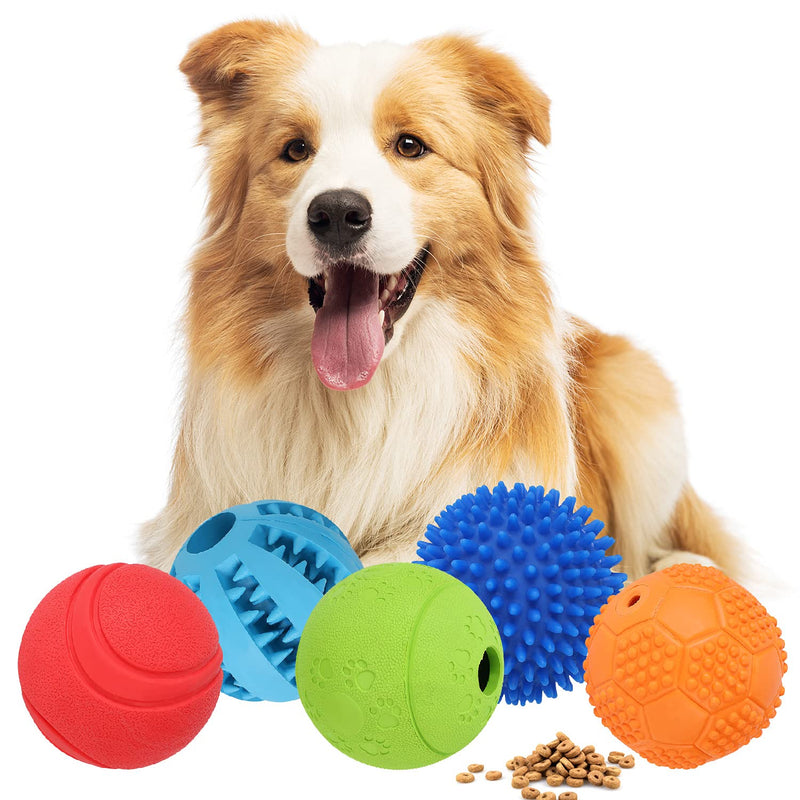 Interactive Dog Balls Toys, Dog Puzzle Toys for Medium Large Dogs, Durable Rubber Dog Squeaky Chew Balls for Entertaiment, Hollow IQ Treat Dispenser Balls for Dogs Training & Clean Teething - PawsPlanet Australia