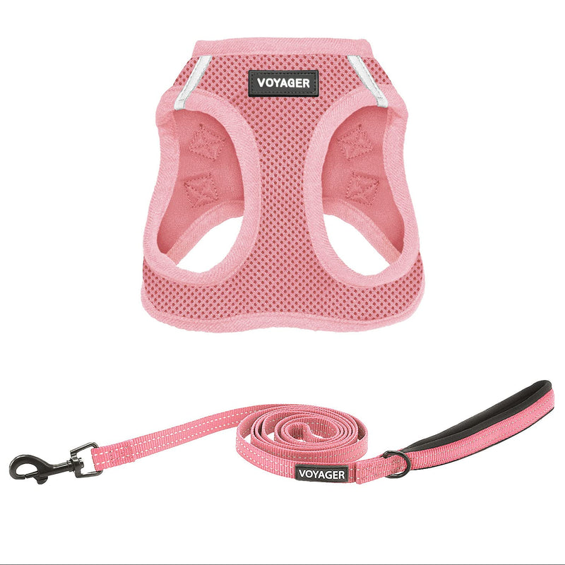 Voyager Step-in Air Dog Harness - All Weather Mesh Step in Vest Harness for Small and Medium Dogs by Best Pet Supplies S (Chest: 14.5 - 17") Pink Matching Trim (Leash Bundle) - PawsPlanet Australia