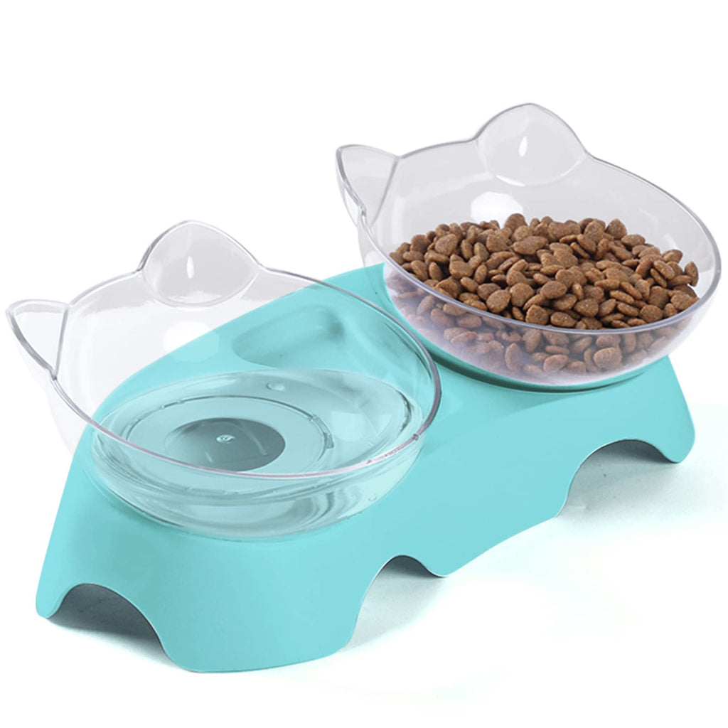 MILIFUN Cat Bowls, Cat Food Bowls Elevated Tilted, Anti Vomiting Kitty Bowls for Puppy and Bunny, Orthopedic Cat Bowls for Indoor Cats. Blue - PawsPlanet Australia