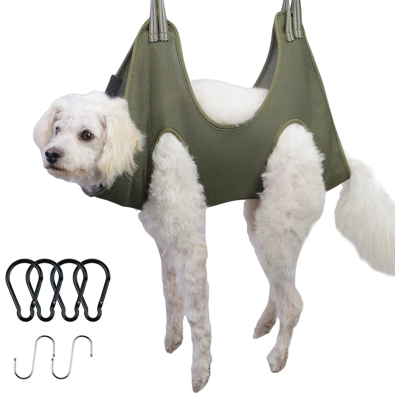 Vasanzoos Dog Grooming Hammock,Small Medium Pet Dog Grooming Harness for Nail Trimming,Eyes,Ear,Mouth Care Small Army Green - PawsPlanet Australia