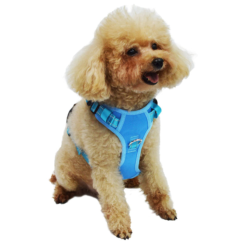 Petaby No Pull Dog Harness, Adjustable Soft Padded Dog Vest with Front/Back Leash Clips, No-Choke Reflective Pet Oxford Harness with Easy Control Handle X-Small Blue Dusk - PawsPlanet Australia