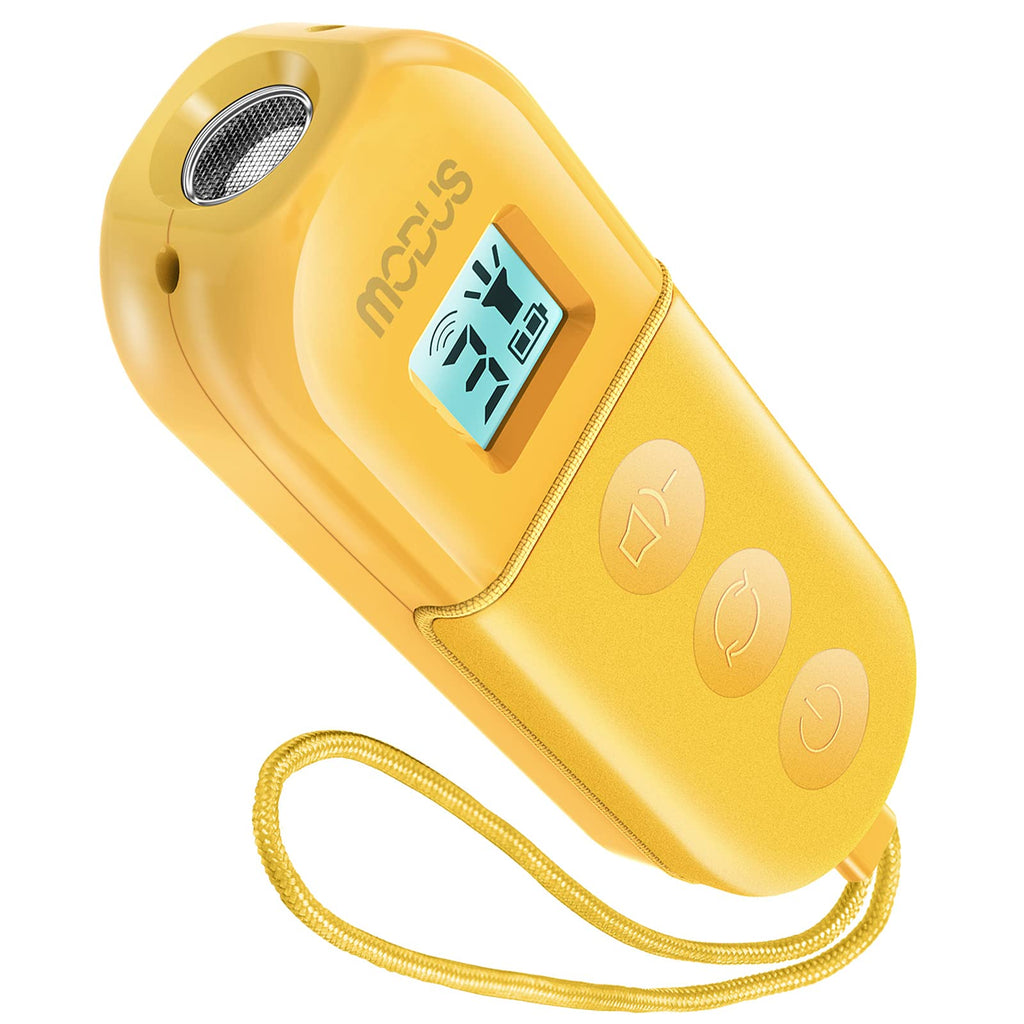 MODUS Anti-Barking Device, 3 in 1 Dog Training Device, 3 Ultrasonic Modes, Rechargeable Dog Barking Deterrent via USB Port, LCD Screen Display, Control Range up to 16.4 Ft, Outdoor and Indoor Yellow - PawsPlanet Australia