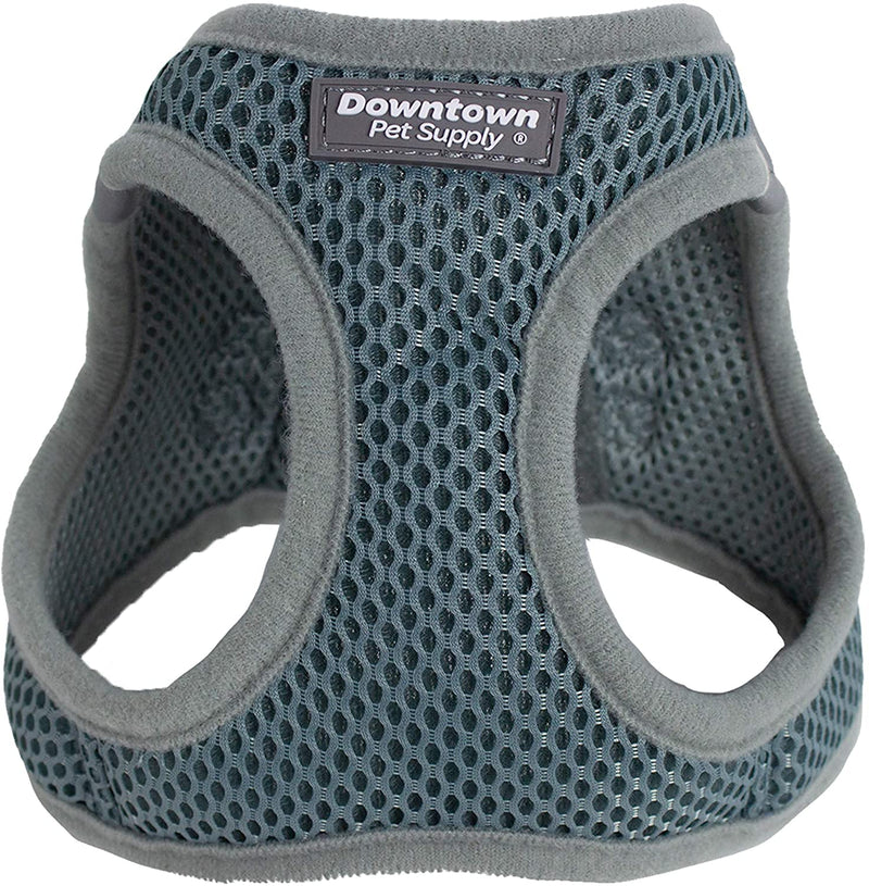 Downtown Pet Supply - Dog Harness for Small, Medium and Large Dogs No-Pull - Step in Dog Harness - Padded Mesh Fabric Dog Vest with Reflective Trim, Velcro and Buckle Straps XX-Small Titanium - PawsPlanet Australia