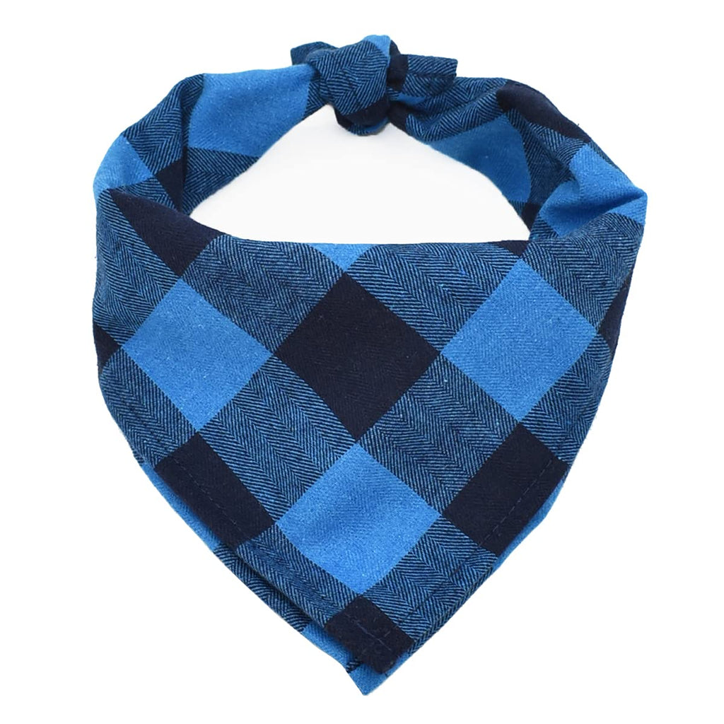 Bubblepup Plaid Dog Bandana, Cotton Dog Bandana for Small Medium Large Dogs, Dog Kerchief, 1PC Square Dog Scarf Dog Triangle Bibs Blue&Black - PawsPlanet Australia