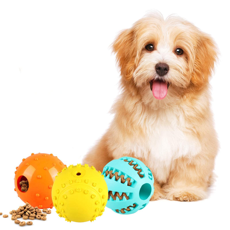 Interactive Dog Toys Balls, Dog Treat Balls, Dog Teething Toys Balls, IQ Treat Dispenser Ball Dog Toy, Squeaky Dog Toys Balls for Dog Teeth Cleaning, Chewing, IQ Training, Food Dispensing S - PawsPlanet Australia