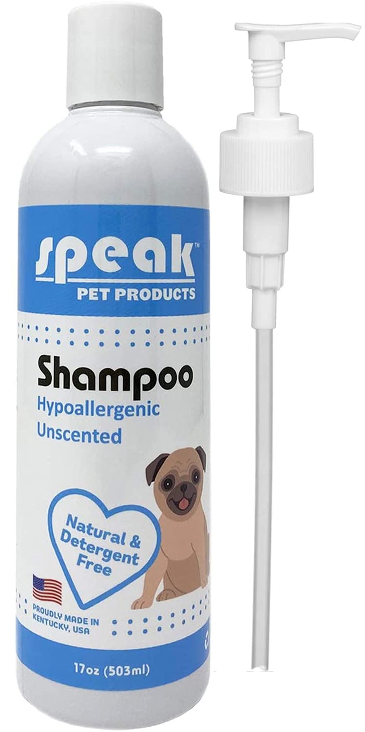 Speak Pet Products Natural Moisturizing Detergent Free Hypoallergenic Unscented Sensitive Deep Cleaning Premium Scented Dog Shampoo 17 oz with Pump - PawsPlanet Australia