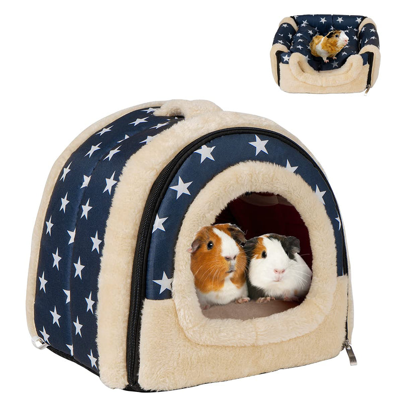 Pet soft Guinea Pig Bed Rabbit Bed Cozy Guinea Pig Hideout House Bunny Hideout for Rabbits Hamster Bunny Rats Chinchilla Cave Bed Small Animal Bed Blue Stars - PawsPlanet Australia