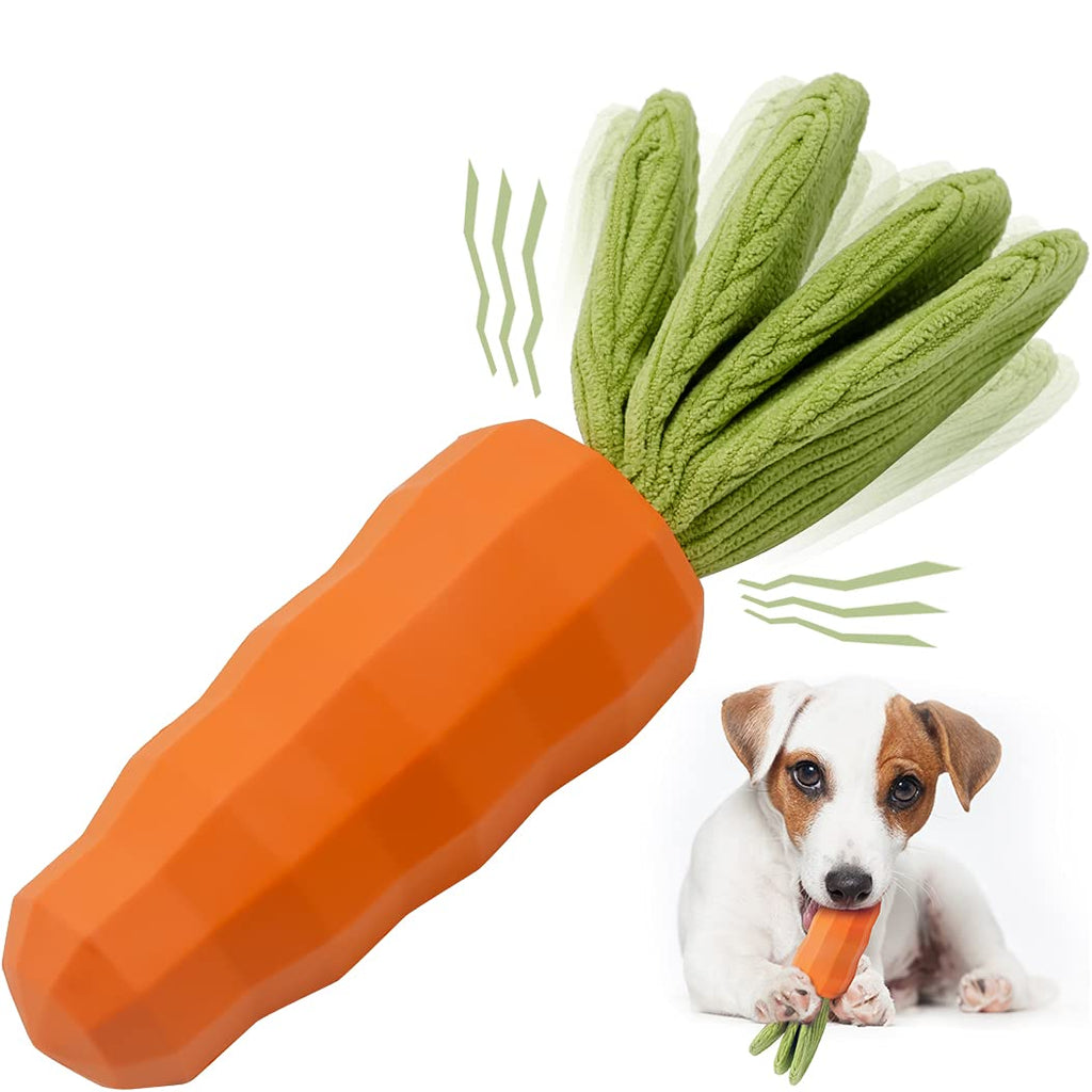 Cooway Dog Chew Toy, Carrot Dog Squeaky Toys for Aggressive Chewers, Natural Rubber Milk-Flavored Dog Teeth-Cleaning Toy for Puppy Medium Large Dogs - PawsPlanet Australia