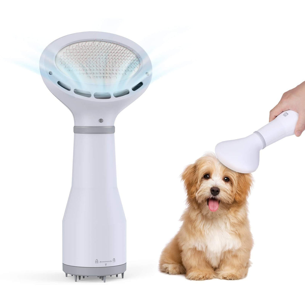 Splenssy Portable Pet Hair Dryer 2 in 1 Pet Grooming Hair Dryer Adjustable Temperature Low Noise Pet Grooming Brushes for Small Medium Dogs Cats - PawsPlanet Australia