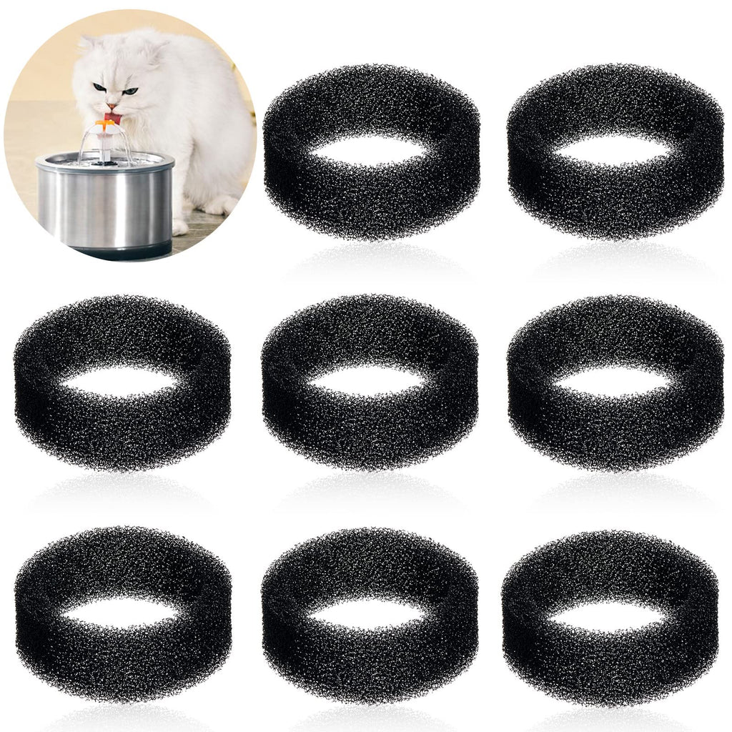 8 Pieces Pet Fountain Filter Pet Water Round Filter Foam for Cat Drink Fountain Cat Water Sponge Filter Cat Fountain Filter Sponge Replacement for 2.5 L/84 oz 2.2 L/ 74 oz Stainless Steel Cat Fountain - PawsPlanet Australia