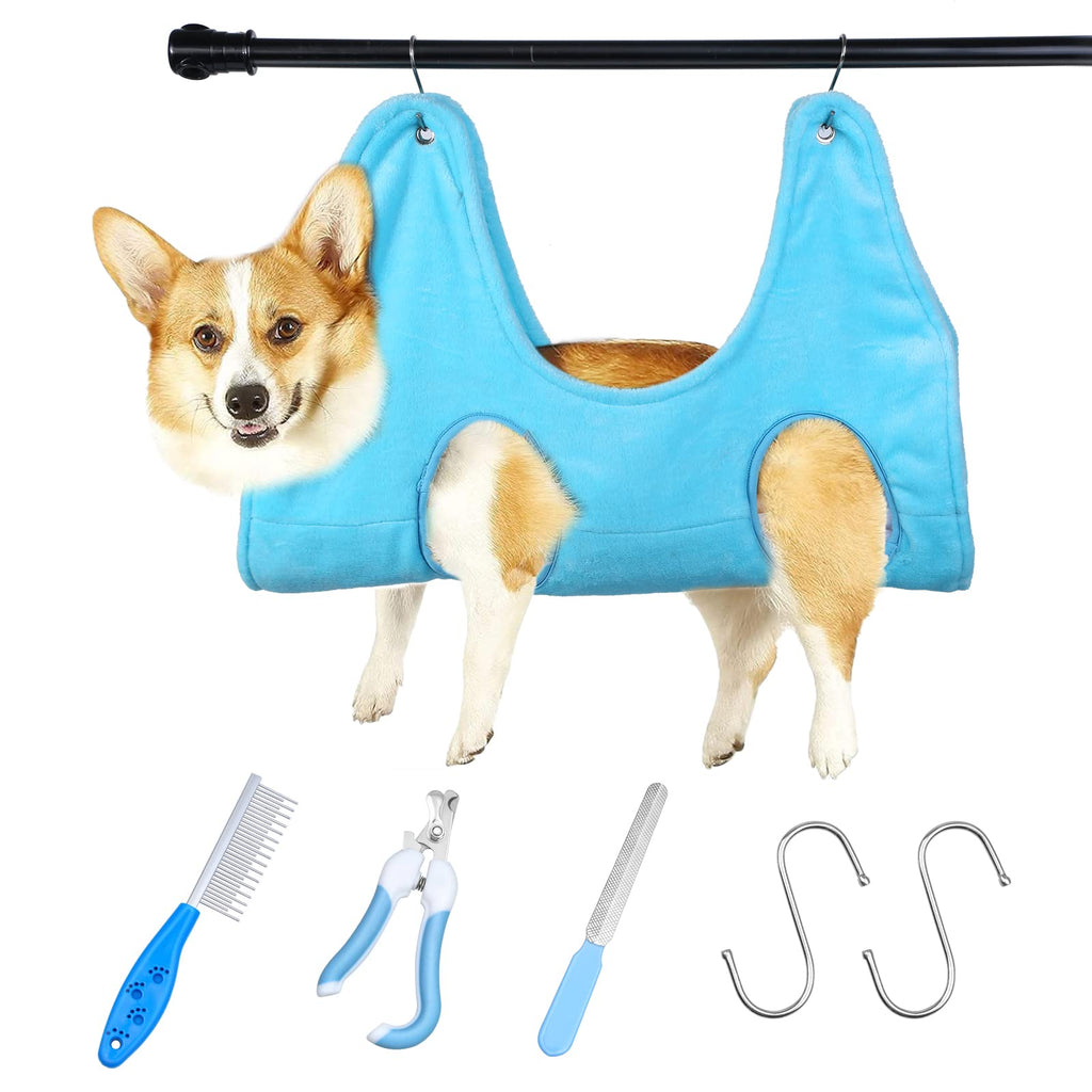 Pet Grooming Hammock Harness for Cats and Dogs, Dog Restraint Holder with Sling for Grooming, Dog Holder Helper with Nail Clippers/Trimmer, Pet Comb for Nail Trimming Bathing Washing Ear/Eye Care S - PawsPlanet Australia