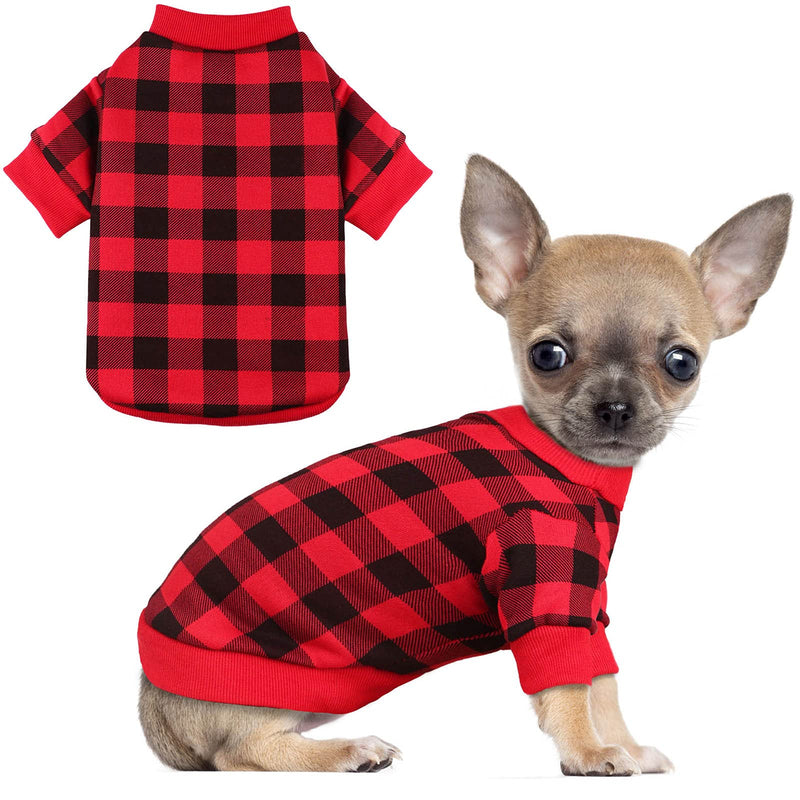 Dog Fleece Sweater for Small Dogs Buffalo Plaid Dog Clothes Soft Thickening Warm Small Dog Sweater Puppy Clothes for Small Dogs Girl & Boy X-Small - PawsPlanet Australia