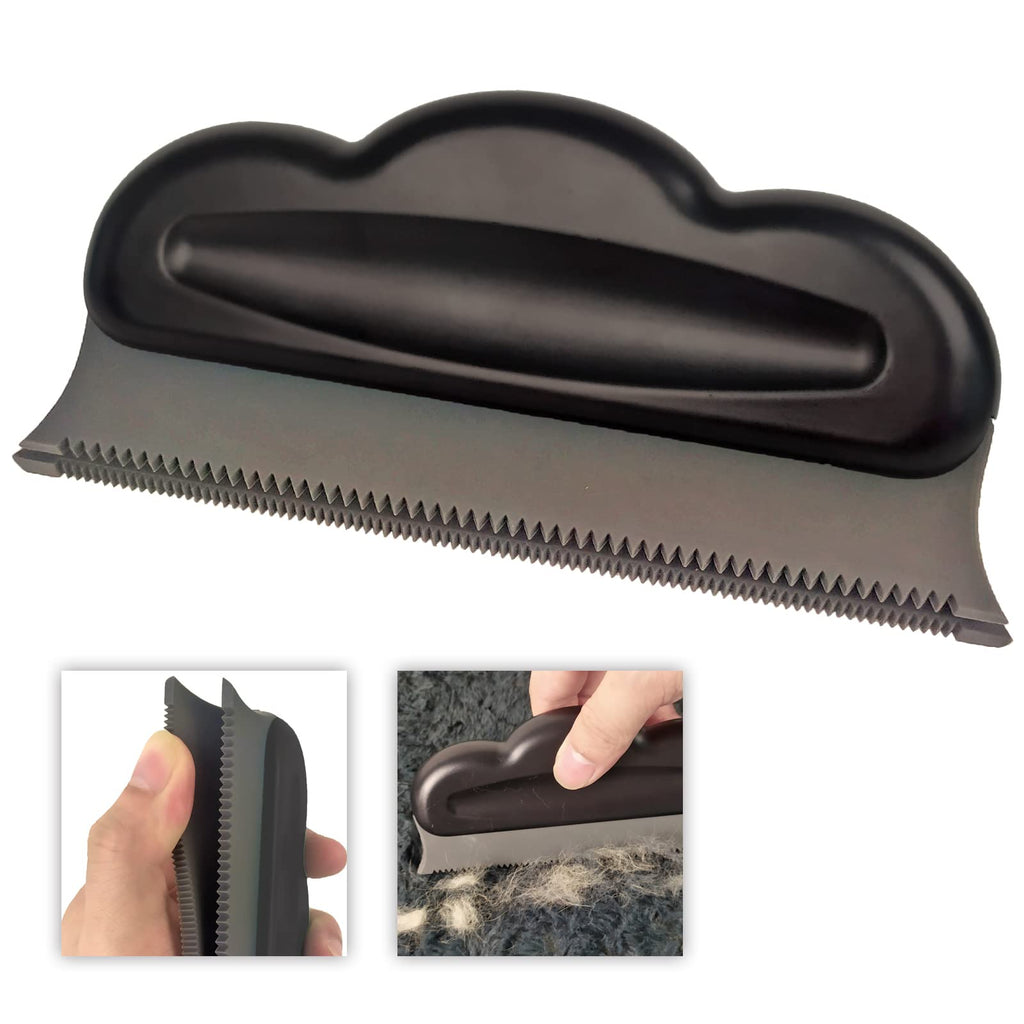 PETDOM Mini Pet Hair Remover Brush - Pet Hair Detailer with Soft Rubber Edges to Avoid Damaging Home Fabric - Cat Dog Fur Removal Tool for Carpet, Couch, Furniture, Car Interior Black - PawsPlanet Australia