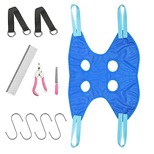 A-LHT Pet Grooming Hammock Harness for Dogs& Cats, Durable Dog Holder for Grooming, Dog Hammock Restraint Bag Helper with Nail Clipper/File for Nail Trimming, Ear/Eye Care L BULE - PawsPlanet Australia