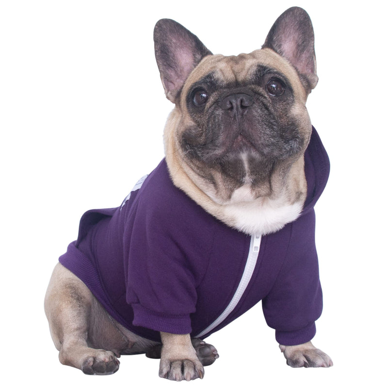iChoue Dog Clothes Hoodie Hooded Full-Zip Sweatshirt Large Plus (Pack of 1) Dark Purple - PawsPlanet Australia