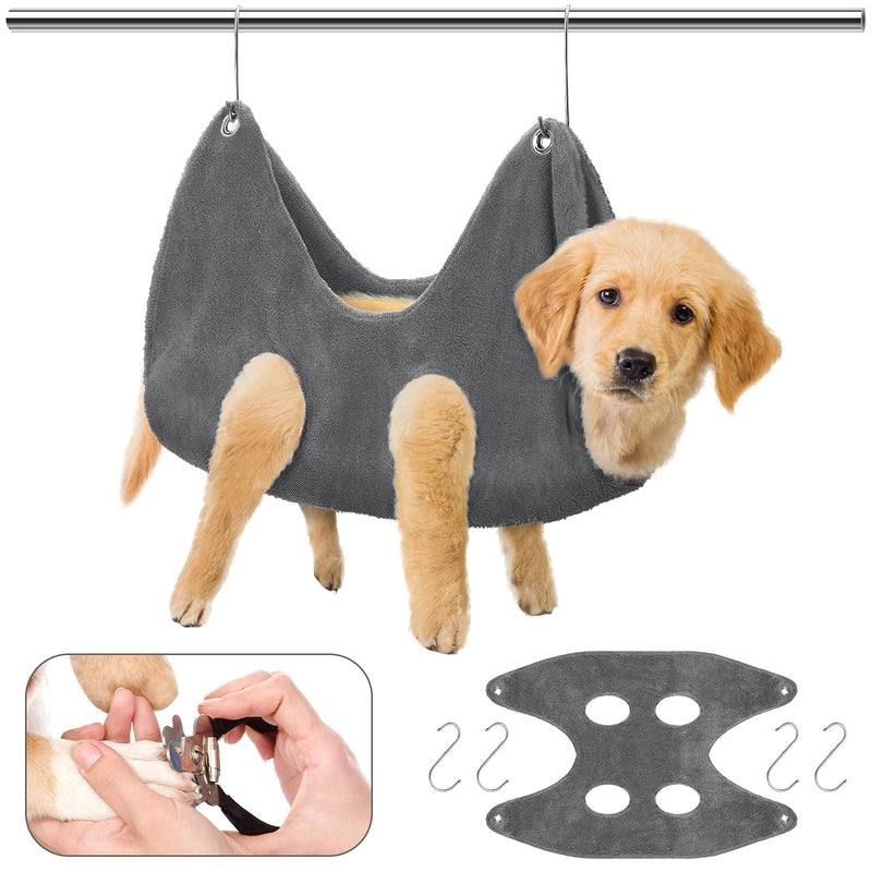 Yookeer Pet Grooming Hammock Helper 2 in 1 Dog Drying Towel and Grooming Sling, Multifunctional Dog Cat Towel Dog Pet Restraint Bag for Nail Clipper Bathing Washing Grooming Small Gray - PawsPlanet Australia