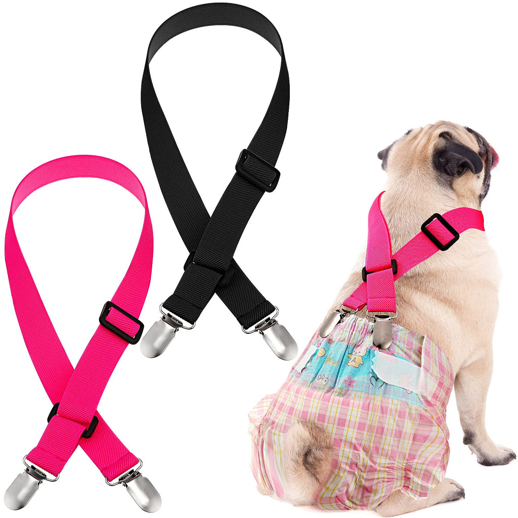 Dog Diapers Suspenders 2 Pieces Dog Diaper Harness Doggie Diaper Suspenders Female Male Puppy Suspenders Belly Bands for Dog Diapers Dress Pet Clothes Apparel Pants Skirt Keeper S Black, Pink - PawsPlanet Australia