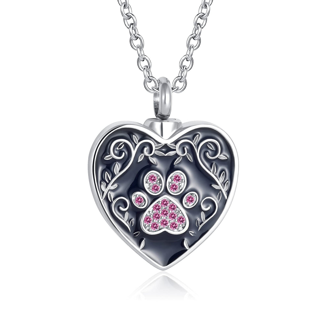 YQSLIN Pet Urn Necklace for Ashes Dog Paw Print Cremation Jewelry Memorial Heart Urns Keepsake Pendant Pink Pet Paw Print - PawsPlanet Australia