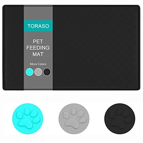 TORASO 2 Pack(18"x12") Silicone Waterproof Pet Feeding Mats, Food Mats, Pet Placemat for Dog and Cat, Mat for Prevent Food and Water Overflow, Non Slip, Washable, Easy Clean 1 pc Black - PawsPlanet Australia