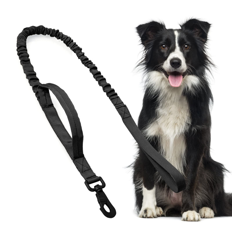 Knovotch Bungee Dog Leash, [New Stronger Clasp] Heavy Duty Dog Leash, Tactical Leash with 2 Padded Traffic Control Handles Black - PawsPlanet Australia